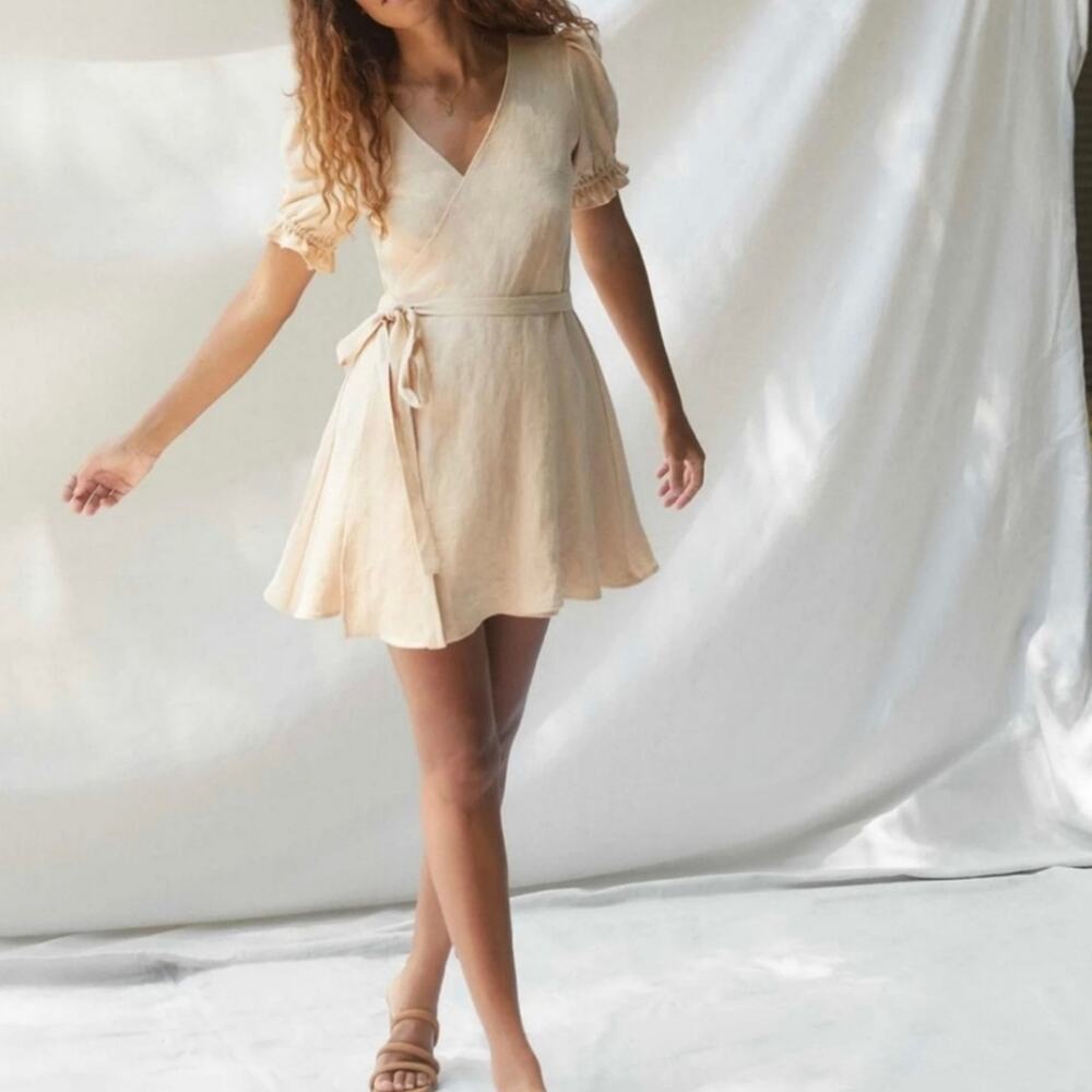 NWT Christy Dawn Mini Linen Wrap Dress (XL)
